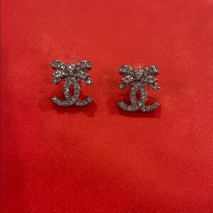 Authentic bow CC logo earrings